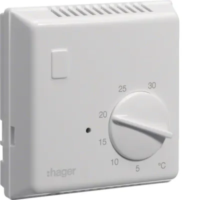 HAGER Raumthermostat Bimetall EK054 | 230V 10A | Aufputz | Schließer | Temperaturbereich 5-35°C | IP30 | Weiß