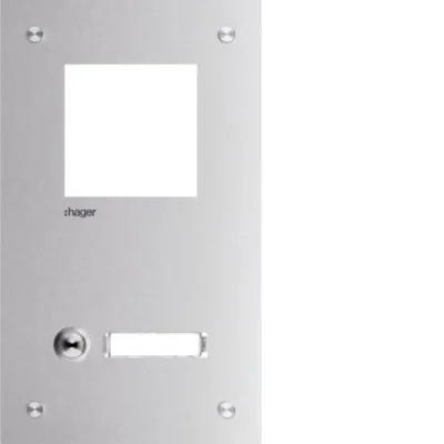 Hager Klingeltableau RTQ101X | Türsprechanlage Edelstahl 1 Taste mit Namensschild | 255x150 mm | IP54 | IK07