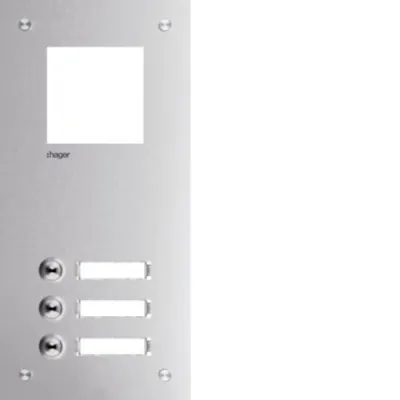 Hager Klingeltableau RTQ103X | Frontplatte für Türsprechanlage | 3 Tasten + Namensschild | Edelstahl | 315x150 mm | IP54