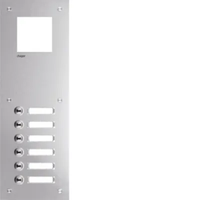 HAGER Klingeltableau RTQ106X | Gegensprechanlage 6 Tasten mit Namensschild | Edelstahl | 435x150 mm | IP54 | IK07