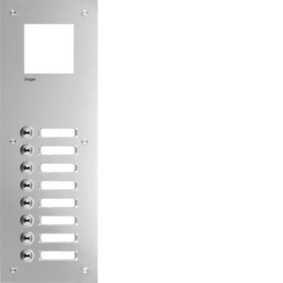 HAGER Klingeltableau RTQ108X | 8 Klingeltasten | Edelstahl Frontplatte | Namensschilder | 435x150 mm | IP54