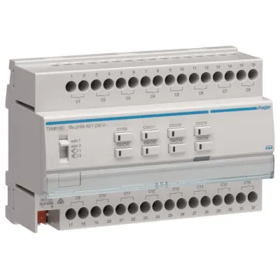Hager TXM616D KNX Schalt-/Jalousieaktor | 16-fach | 16A | REG | Handbedienung | LED | IP20
