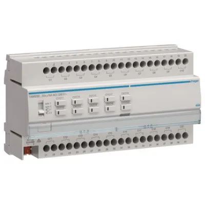 Hager Schalt-/Jalousieaktor TXM620D KNX REG 20-fach/10-fach | 16A C-Last | Handbedienung | LED-Anzeige | IP20 | Weiß