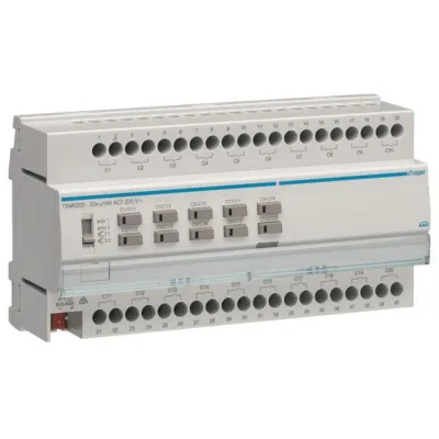 Hager KNX Schalt-/Jalousieaktor TYM620D | 20/10-fach | 16A | C-Last | REG | 10TE | IP20 | Busankoppler integriert