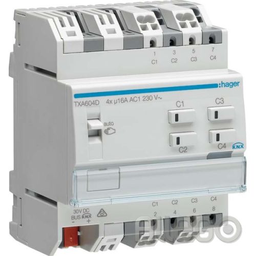 Bild: Hager Schalt/Jalousieausgang KNX easy TXA604D 4/2fach 16A C-Last Hager Schalt/Ja