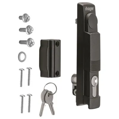 Hager Schwenkhebelverschluss FZ508 | universelle Schließung | Knebel | 2 Schlüssel | IP5-6 | Schließ-Nr. E1242