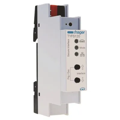 Hager KNX/IP Schnittstelle Secure TYFS120 | REG 1TE | Busankoppler | bis 8 gesicherte Verbindungen | RJ45 | 21-32V