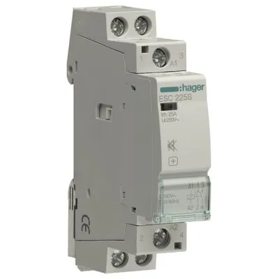 Hager Installationsschütz ESC225S | brummfrei | 25A | 2 Schließer | 230V AC | Reiheneinbau | geringe Schaltgeräusche