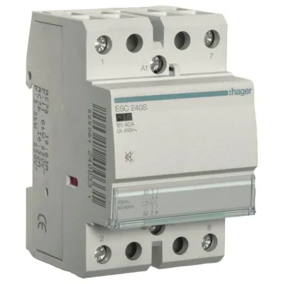Hager Installationsschütz ESC240S | 40A | 2 Schließer | 230V AC | brummfrei | Reiheneinbau | Anzeigefenster