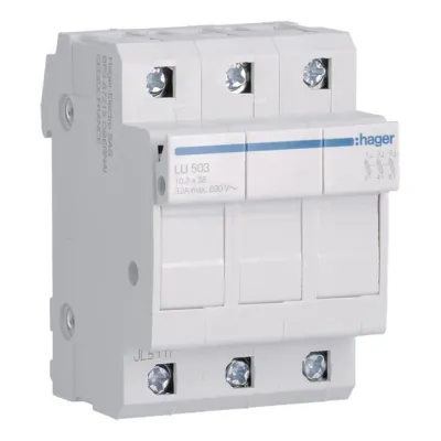 Hager Sicherungselement 3-polig LU503 | 10x38 mm | 690V UL | für DIN-Schiene | IP20 | Sicherungshalter