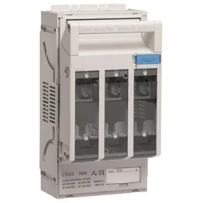 Hager Sicherungslasttrennschalter LT053 NH00 | 3-polig | 160A | Sammelschienenmontage 40mm | Schraubanschluss M8 | IP3X