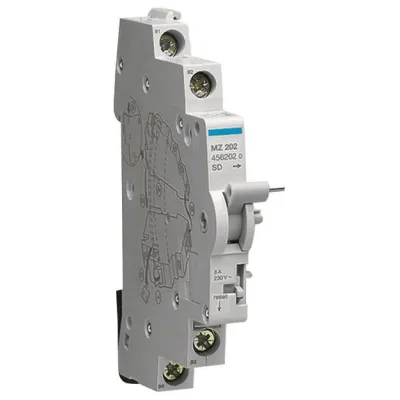 HAGER Signalkontakt MZ202 | 1 Schließer 1 Öffner | für LS-Schalter und RCBO <125A | 6A 240V | werkzeuglose Montage