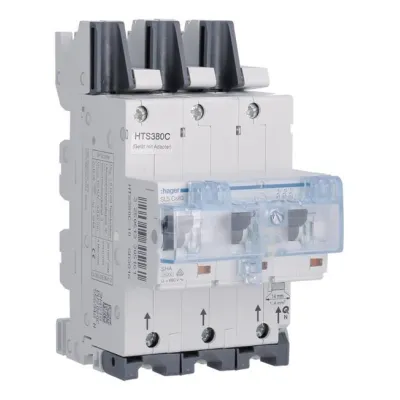 Hager SLS-Schalter HTS380C | 3-polig | Cs-Charakteristik | 80A | für 40mm Sammelschiene | QuickConnect | 230/400V AC