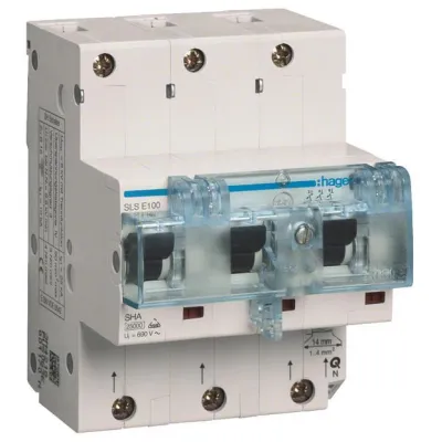 Hager SLS-Schalter HTN390E | Hauptleitungsschutzschalter 3-polig | 100A | 400V | DIN-Schiene | 6kA