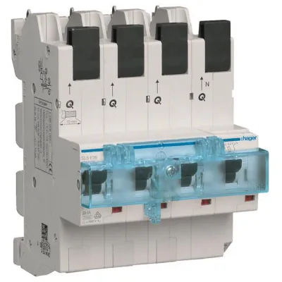 Hager SLS-Schalter HTS635E | 3P+N | E-Charakteristik | 35A | 4-polig | Sammelschienenmontage | QuickConnect | 230V