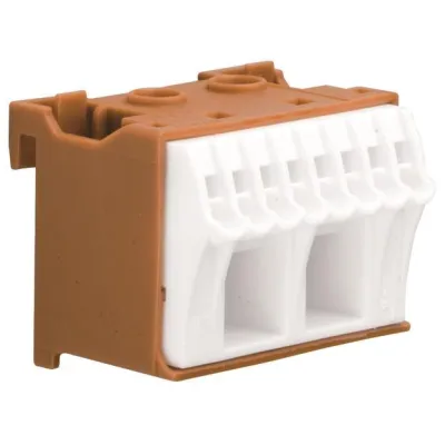 Hager Phasenklemme KN10P | QuickConnect Klemme 10 Klemmstellen | 63A | 230V | Federzuganschluss | 45mm | braun