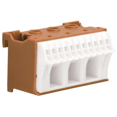Hager Phasenklemme KN14P | QuickConnect Klemme 14 Klemmstellen | 63A | 230V | Federzuganschluss | braun