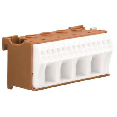 Hager Phasenklemme KN18P | QuickConnect Hauptleitungsklemme 18 Klemmstellen | schraubenlos | 63A | 230V | braun