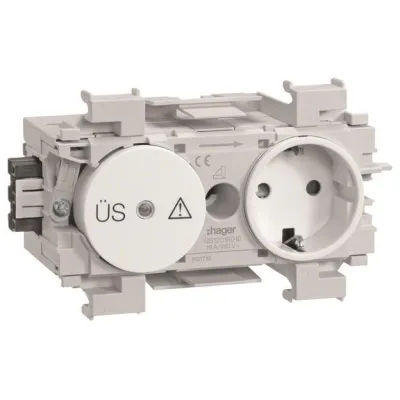 Hager Steckdose mit Feinschutz GS12019016 | Überspannungsschutz | Wago Schnellbefestigung | 1-fach | IP20 | verkehrsweiß