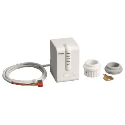 Hager Stellantrieb TX501 KNX | motorisch mit Hubanzeige | stetige Ventilregelung | 2 Eingänge | IP21 | Ventiladapter