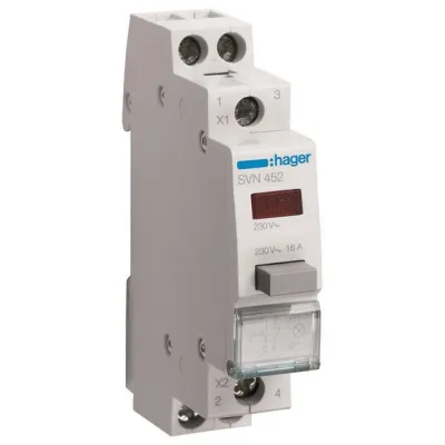 HAGER Taster SVN452 | REG Schalter 1 Schließer 1 Öffner 16A 230V AC | LED Signallampe | rot | IP20