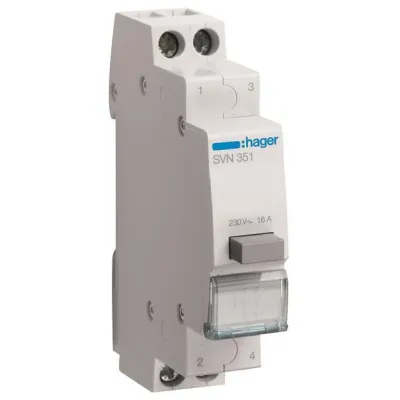 Hager Taster SVN351 | Drucktaster 16A 1 Schließer 1 Öffner | 230V AC | REG Einbau 1TE | grau | IP20 | quadratisch
