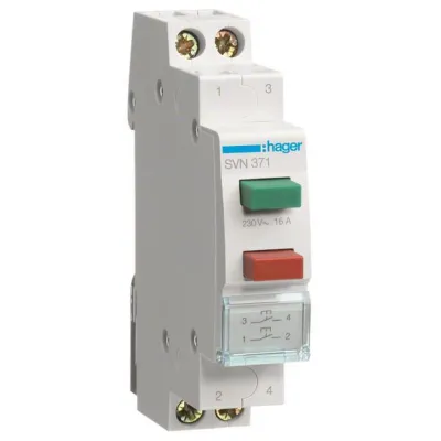 HAGER Doppeltaster SVN371 2-fach 2 Schließer | 16A | 230V AC | REG Einbau | 1TE | rot-grün