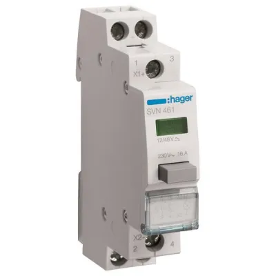 Hager Taster SVN461 | 2 Schließer | 16A | 12–48V AC | LED-Meldeleuchte | 1TE | IP20 | grün
