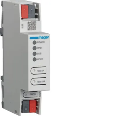 Hager Linienkoppler TYFS130 KNX Secure | Buskoppler REG 1TE | galvanisch getrennt | ETS konfigurierbar