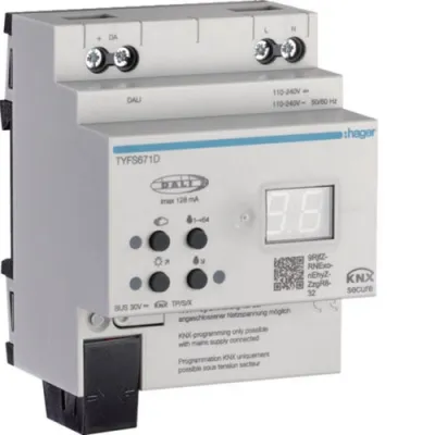 Hager KNX/DALI 2 Gateway TYFS671D | 1-fach | Secure | REG 230V | LED Steuerung | DALI Schnittstelle | IP20