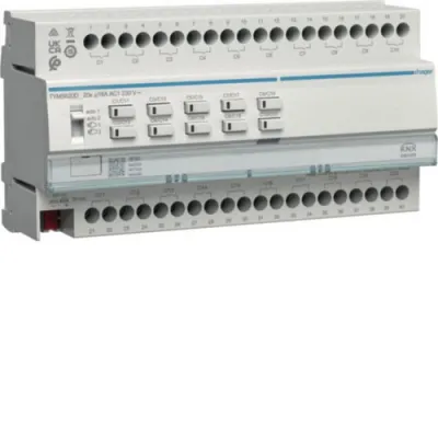 Hager Schalt-/Jalousieaktor TYMS620D KNX Secure | 20/10-fach | 16A | REG 8TE | C-Last | 2300W | programmierbar