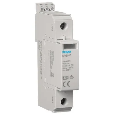 Hager Überspannungsableiter SPB115 Typ 2 | 1-polig | 40kA | TNC | Defektanzeige | Fernmeldung | 240V