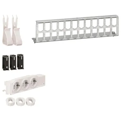 Hager Multimedia Kit UM00M4 | Patch-Panel RJ45 | 3x Steckdose drehbar | Geräte- & Kabelhalter | für Feldverteiler