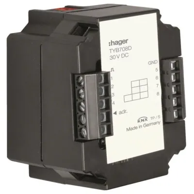Hager TYB708D KNX 8-fach Universal-Schnittstelle Unterputz Binäreingang/Ausgang IP20 Busankoppler