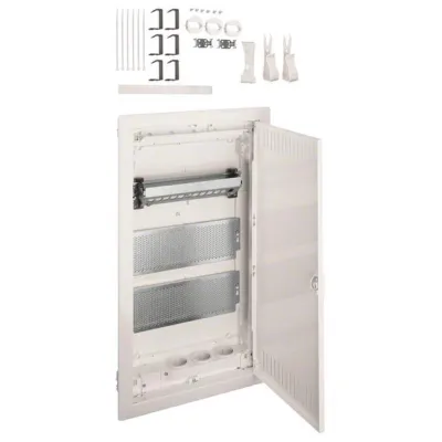 Hager Multimediaverteiler UP Volta VU36NW | 3x12TE Unterputz | Stahlblechtür | PatchPanel | Steckdose | IP30 | weiß