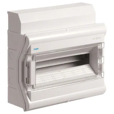 Hager Kleinverteiler VE118DN | AP-Verteiler 1-reihig 18 Module | IP65 | Kunststoff | Aufputz | 418x302x151 mm | Grau