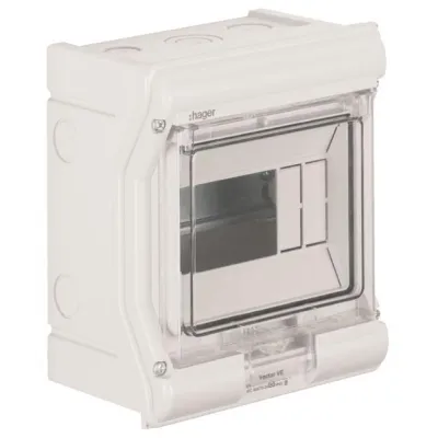 Hager Kleinverteiler AP VE106PN | 1-reihig | 6PLE | IP65 | UV-stabil | Kunststoff grau RAL7035