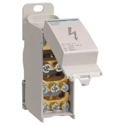 Hager Verteilerblock KJ02DN 125A 1-polig | geschlossen | 2x35mm² | 2x25mm² | 6x16mm² | 91x27x51mm