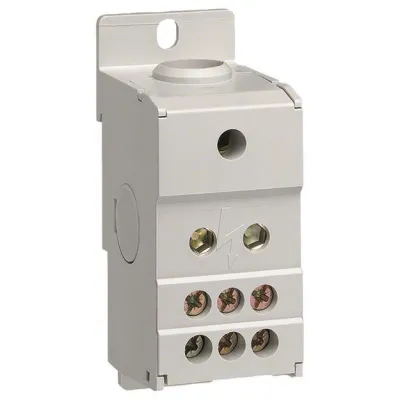 Hager Verteilerblock KJ02C | 1-polig | 160A | 1x10-70 mm² Eingang | 6x2,5-16 mm² Ausgang | schraubbar | schwarz