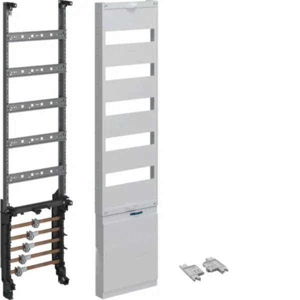 HAGER Verteilerfeld ZH3ES5RK | universZ | 1050x250mm | 5-reihig | mit Abdeckung | ohne Klemmen | 12 TE je Reihe