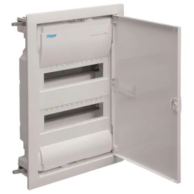 Hager Kleinverteiler Hohlwandverteiler VH24NC | 2-reihig 2x12TE | IP30 | DIN-Schiene | Kunststoff | Tür weiß RAL9010