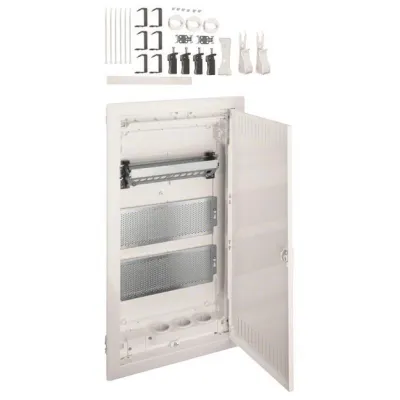 Hager Multimediaverteiler VH36NW | 3-reihig | PatchPanel | 3-fach Steckdose | IP30 | Hohlwand | weiß