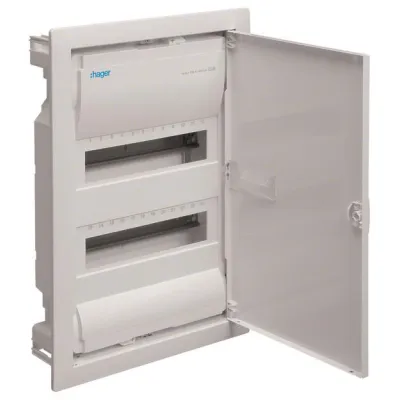 Hager Unterputz Kleinverteiler VU24NC | 2-reihig 24 Module | IP30 | mit Tür | Kunststoff | 2x12TE | weiß RAL9010