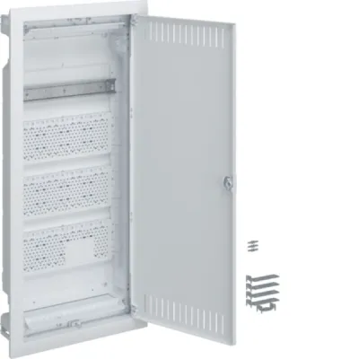 Hager Multimediaverteiler UP VU48NWB | 4-reihig | 1x Hutschiene | 3x Montageplatte | Kunststoff | IP30 | 4x12TE | weiß