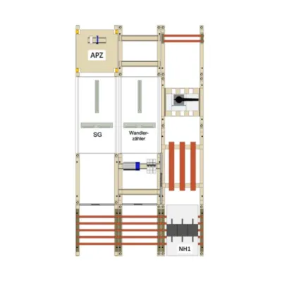 HAGER Wandler- und Messfeld UF53WB7-LS | 250A | 1 Zählerplatz eHZ | NH1-SUT | mit Verdrahtung | weiß RAL 9010