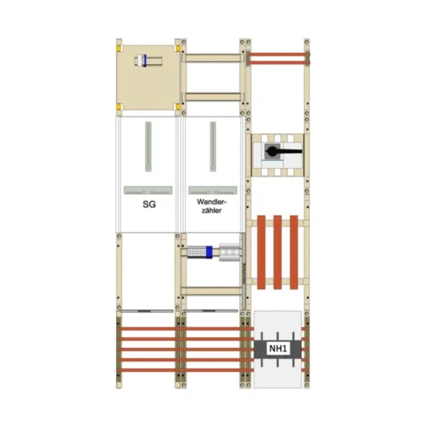 HAGER Wandler- und Messfeld UF53WBW41 | Zählerfeld 250A | 1 Zählerplatz | eHZ | 1350x750mm | weiß RAL9010 | verdrahtet