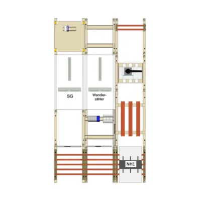 HAGER Wandler- und Messfeld UF53WBW41 | Zählerfeld 250A | 1 Zählerplatz | eHZ | 1350x750mm | weiß RAL9010 | verdrahtet