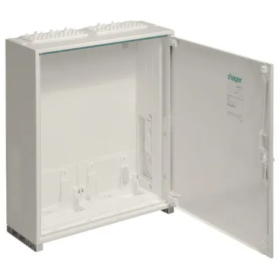 HAGER Wandschrank FP42SN2 | Wandgehäuse Stahl IP44 SKII | 650x550x205mm | 8 Reihen | 96 Module | pulverbeschichtet weiß