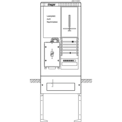 Hager Zähleranschlusssäule ZAS175MH1 | 1 Zählerplatz + 1 Leerplatz | IP44 | Kunststoff | 1710x583x277 mm | Aufputz