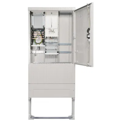 HAGER Zähleranschlusssäule ZAS207BD14A | 1 Zählerplatz | 3 Felder | 4-polig | IP44 | 2010x839x277 mm | grau | Kunststoff